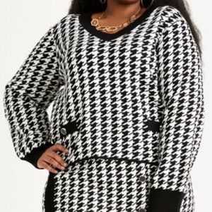 Ashley Stewart Houndstooth Sweater NWT 34/36 5x 6x